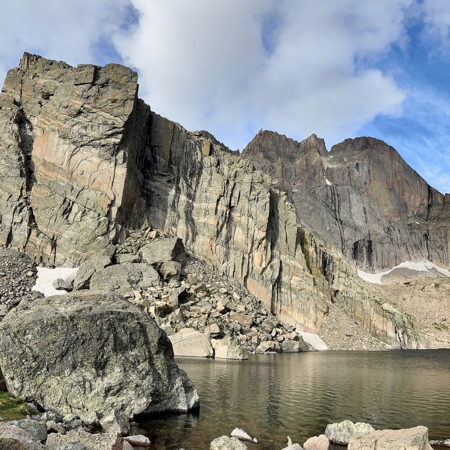Distant jagged basalt mountains